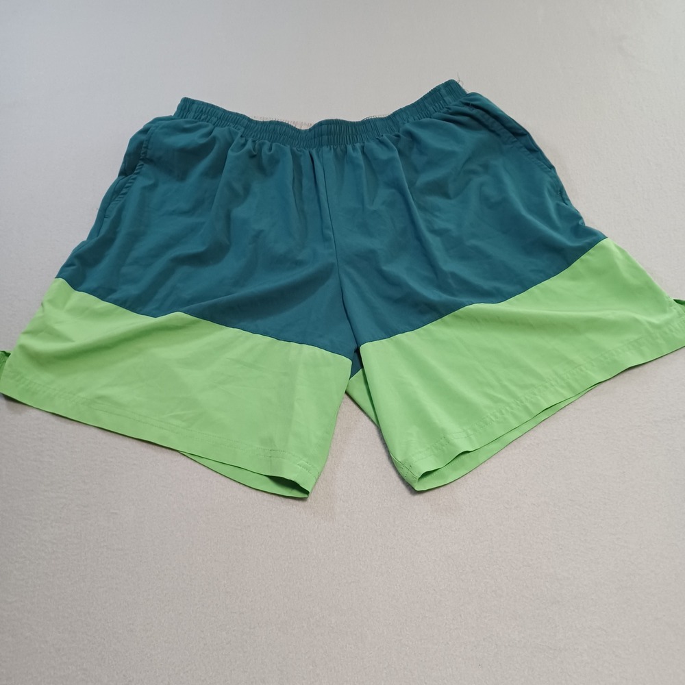 Champion C9 Mens XL Running Shorts Teal Lime Green Colorblock Zipper Pocket 7in